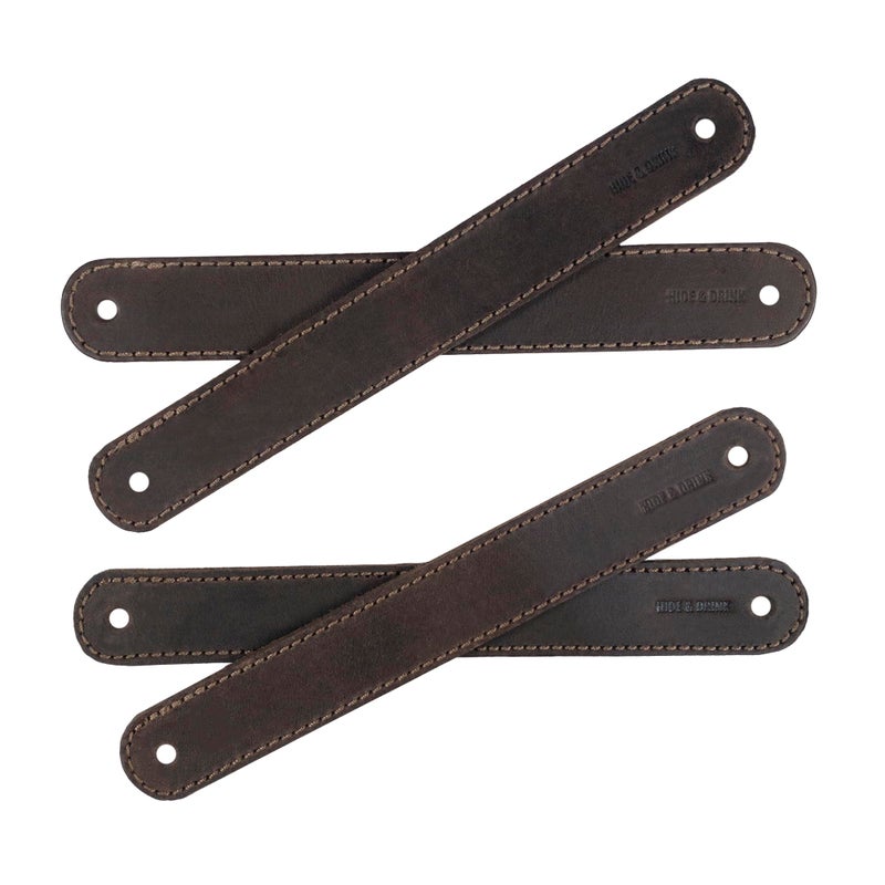 Hide & Drink, Set of 4 Drawer Handles, Durable, Versatile, Easy to Install with Pre-Made Holes, Stylish Home Accessory, DIY, Full Grain Leather, Handmade, Bourbon Brown - Image 3